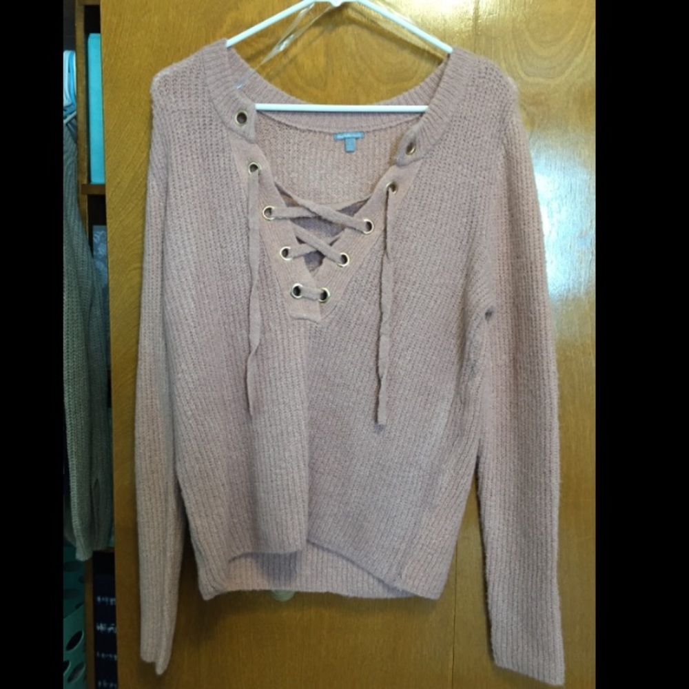 Charlotte Russe lace up sweater
